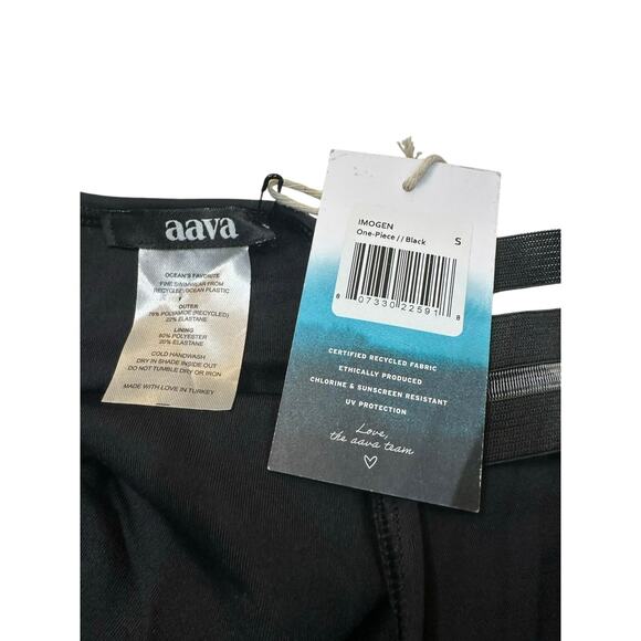 aava NWT Imogen Cross Over One Piece Swimsuit Size S Black Striped Bathing Suit - Picture 5 of 5